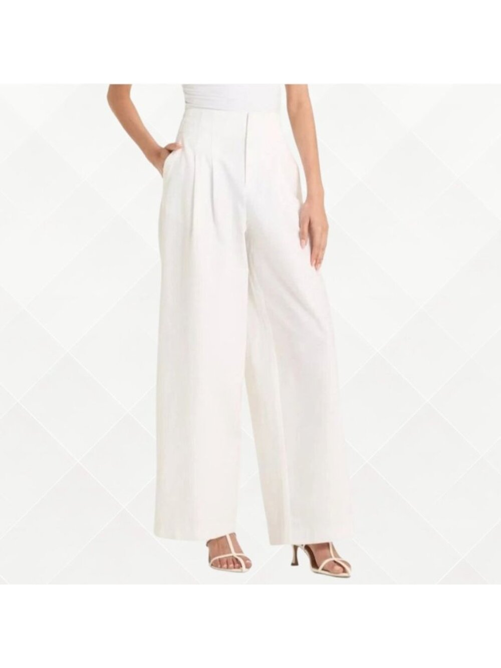 NWT Future Collective High Rise Straight Leg Pants • White • Size 8